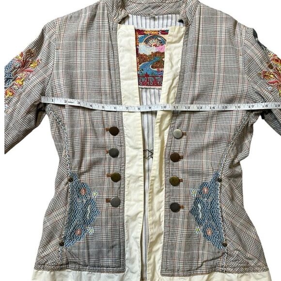 Johnny Was 2-10-5 Embroidered Plaid Blazer Size Small - Picture 10 of 13